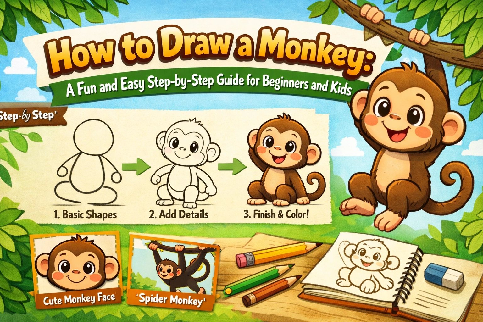 how to draw a monkey