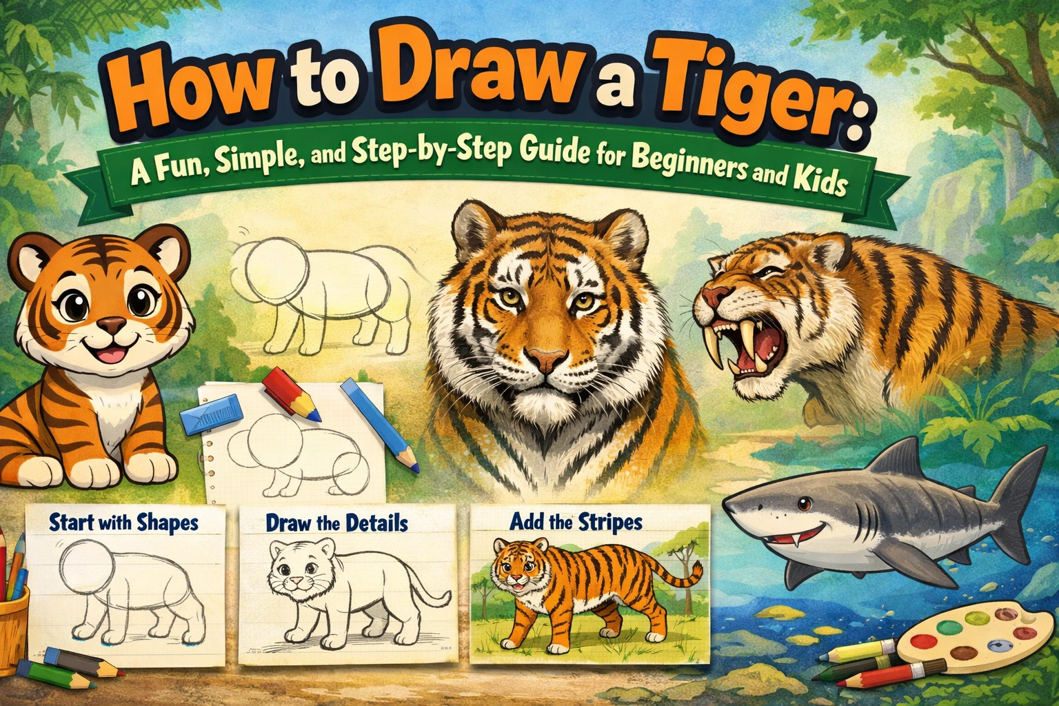 how to draw a tiger