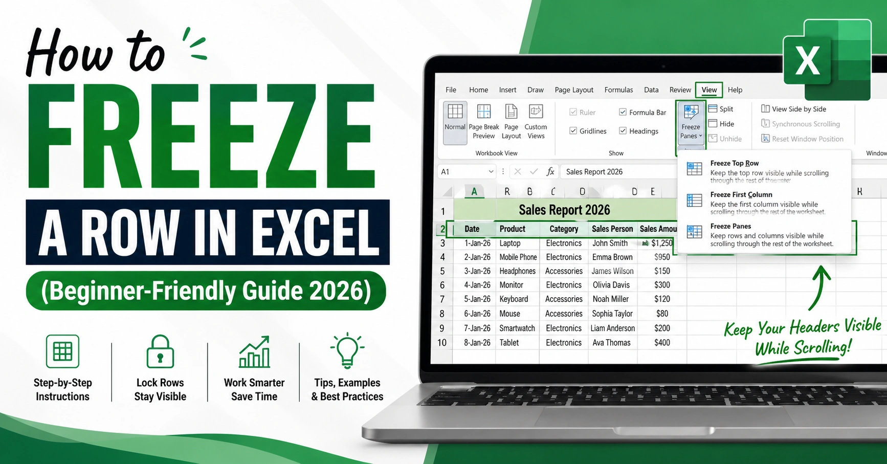 How to Freeze a Row in Excel