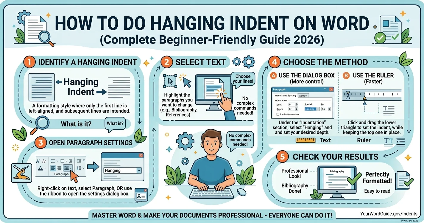 how to do hanging indent on word